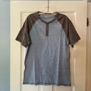 Flag & Anthem Men's Rollins Slub Raglan Henley Shirt Blue Gray Size M NWT